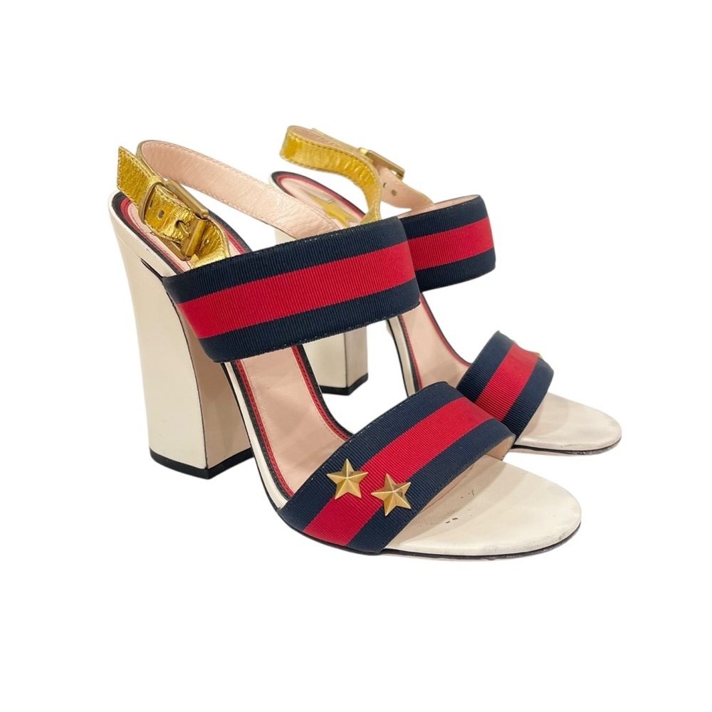 Gucci Grosgrain Web Aline High Heel Sandals Size 37